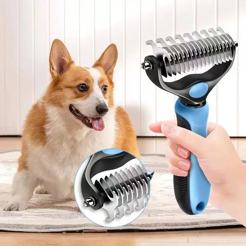 Pain-Free Pet Dematting Brush – Double-Sided Undercoat Rake for Dogs & Cats, Removes Tangles, Mats & Loose Fur