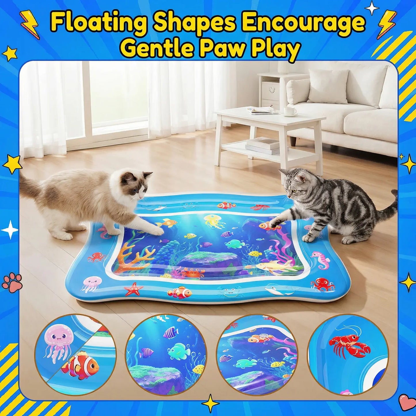  Cat Water Play Mat with Floating Fish