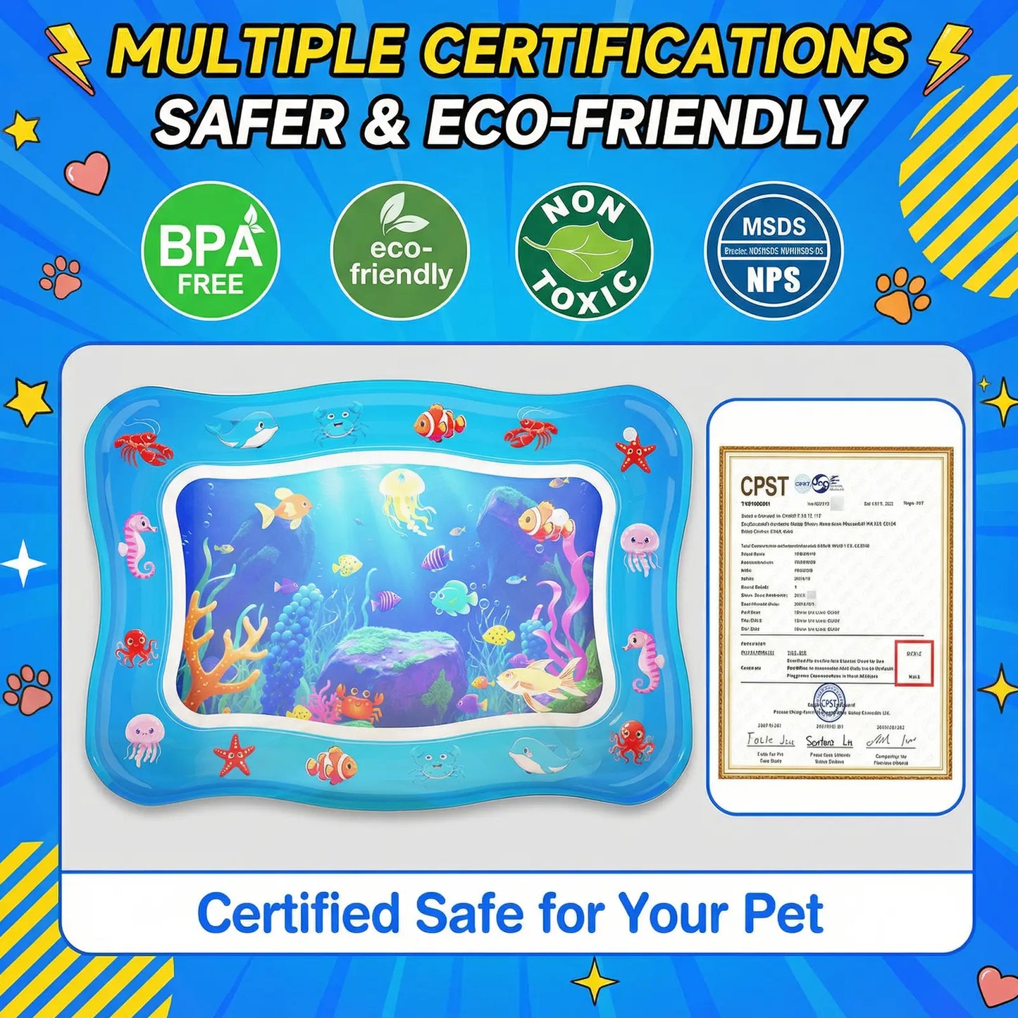  Cat Water Play Mat with Floating Fish