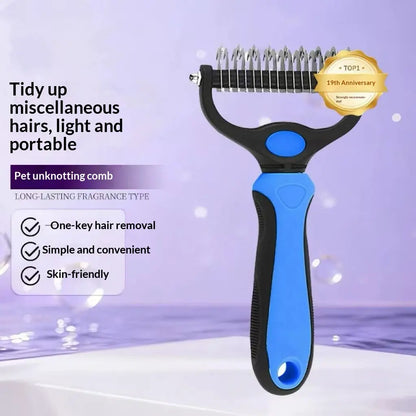 Pain-Free Pet Dematting Brush – Double-Sided Undercoat Rake for Dogs & Cats, Removes Tangles, Mats & Loose Fur