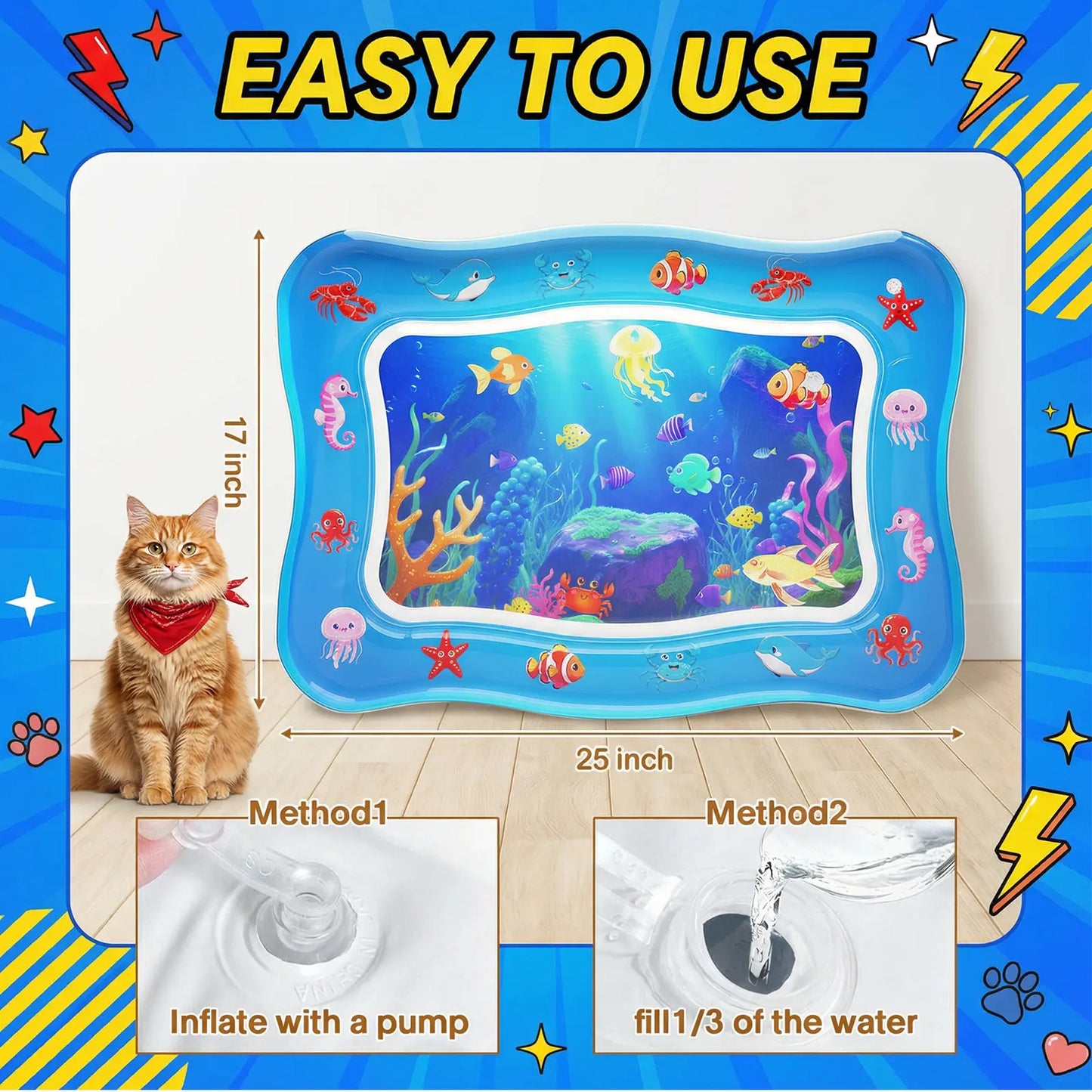  Cat Water Play Mat with Floating Fish