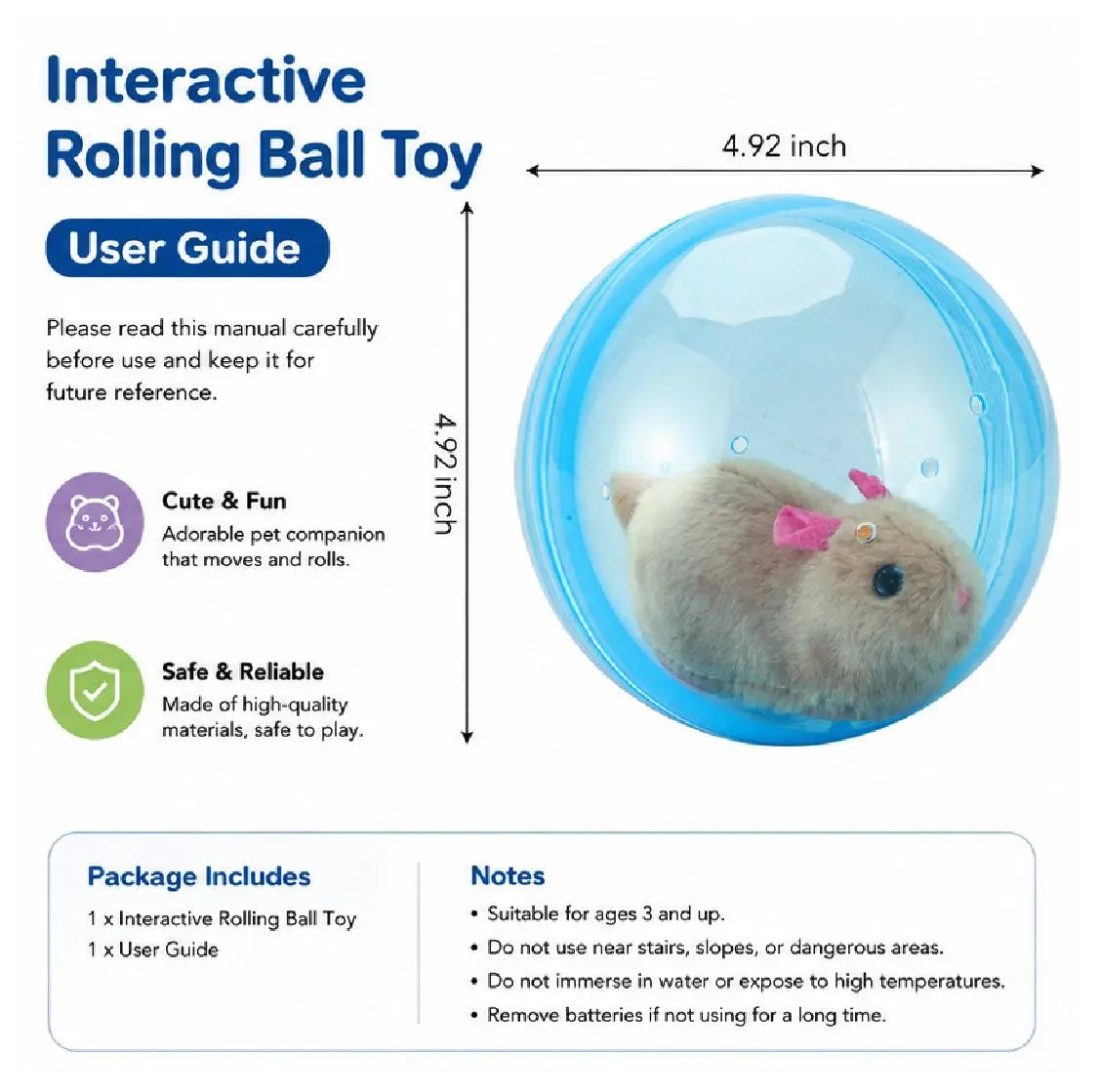 Smart Rolling Cat Toy – USB Rechargeable Interactive Ball