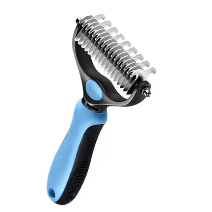 Pain-Free Pet Dematting Brush – Double-Sided Undercoat Rake for Dogs & Cats, Removes Tangles, Mats & Loose Fur