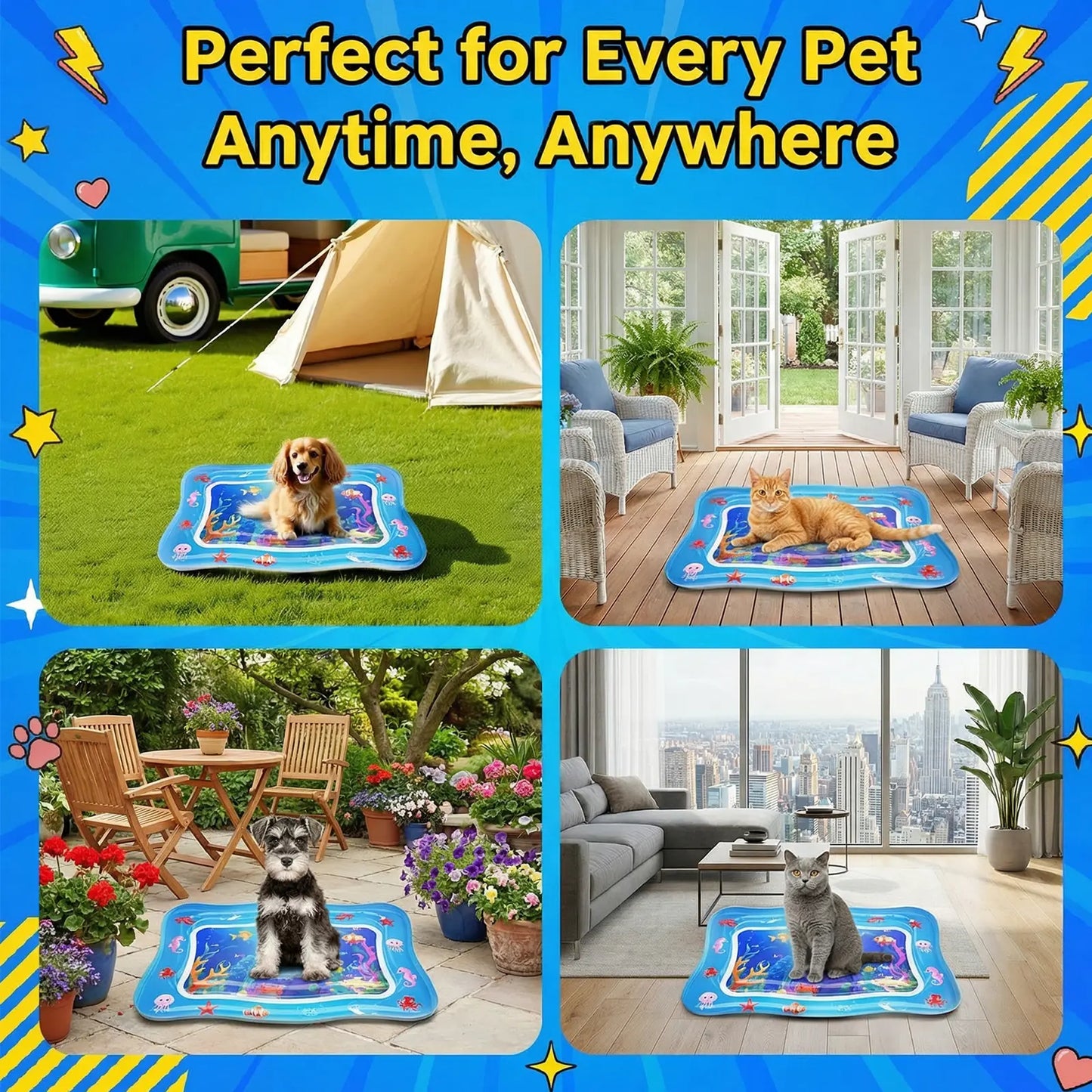  Cat Water Play Mat with Floating Fish