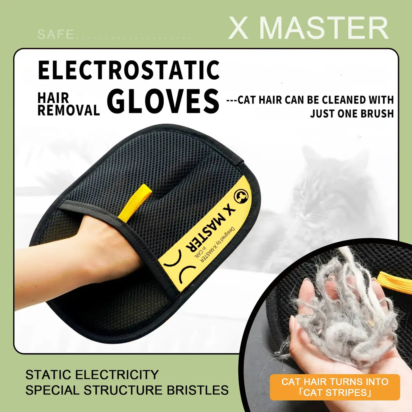 Electrostatic Pet Grooming Gloves – Reusable Hair Remover for Furniture, Couch & Carpet
