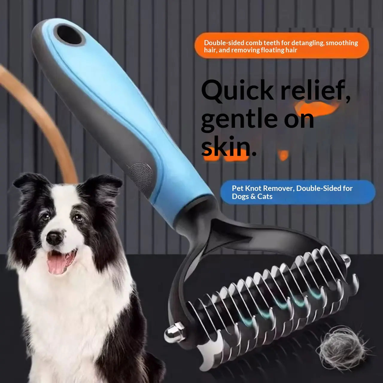 Pain-Free Pet Dematting Brush – Double-Sided Undercoat Rake for Dogs & Cats, Removes Tangles, Mats & Loose Fur