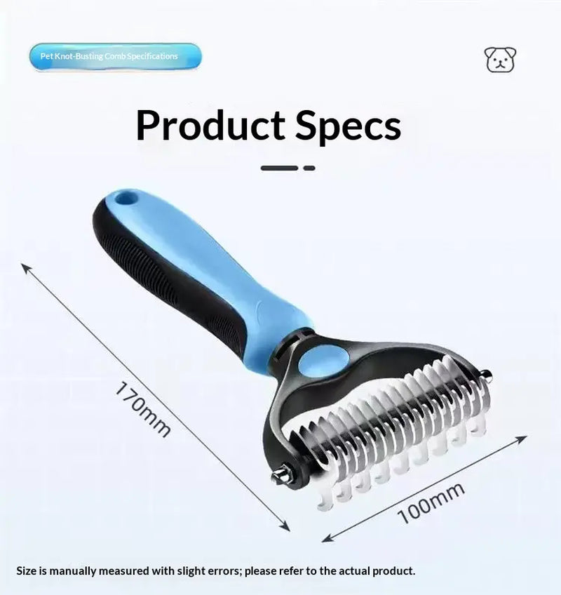 Pain-Free Pet Dematting Brush – Double-Sided Undercoat Rake for Dogs & Cats, Removes Tangles, Mats & Loose Fur